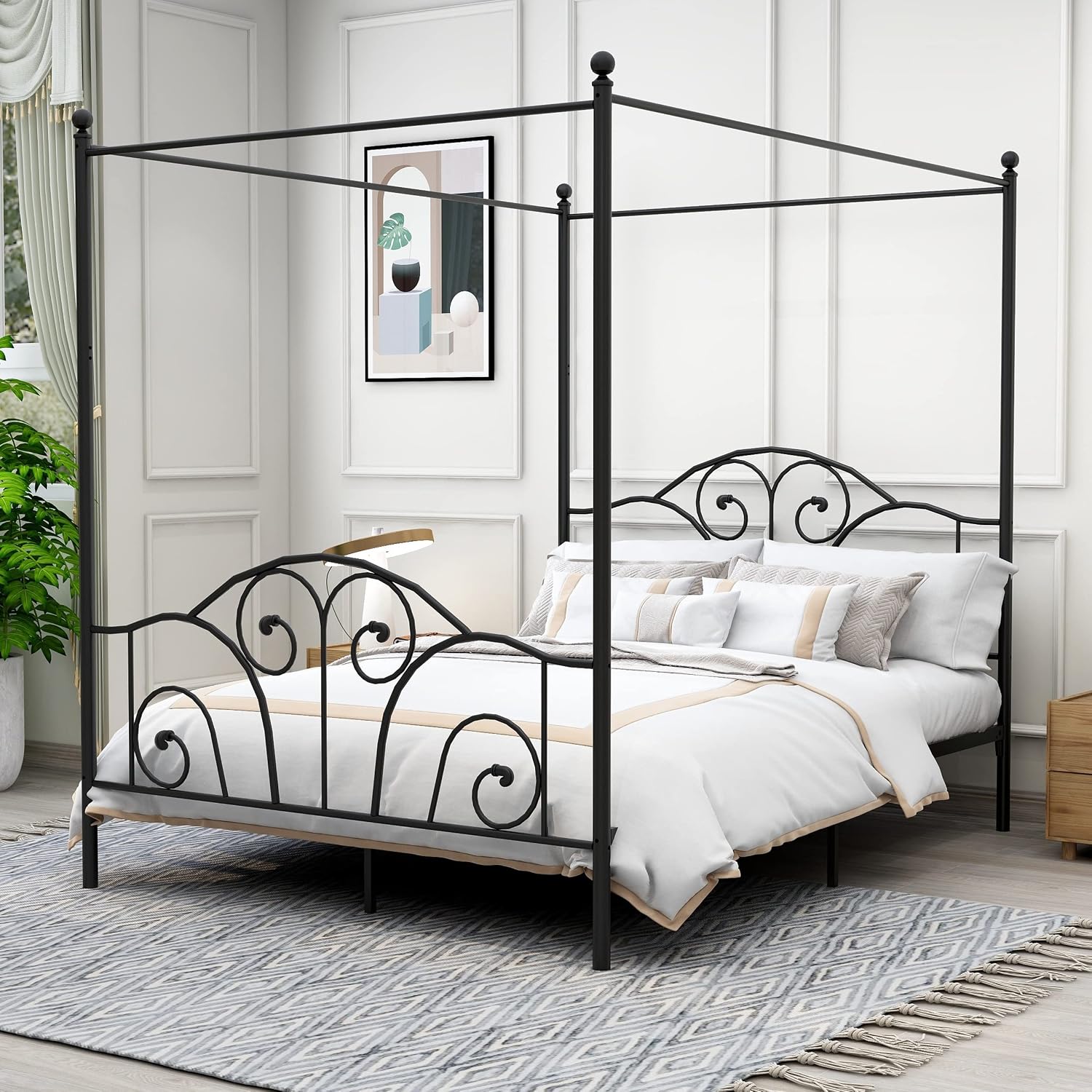 Canopy Bed Frame Metal Queen - Cama de Casal Queen Size com