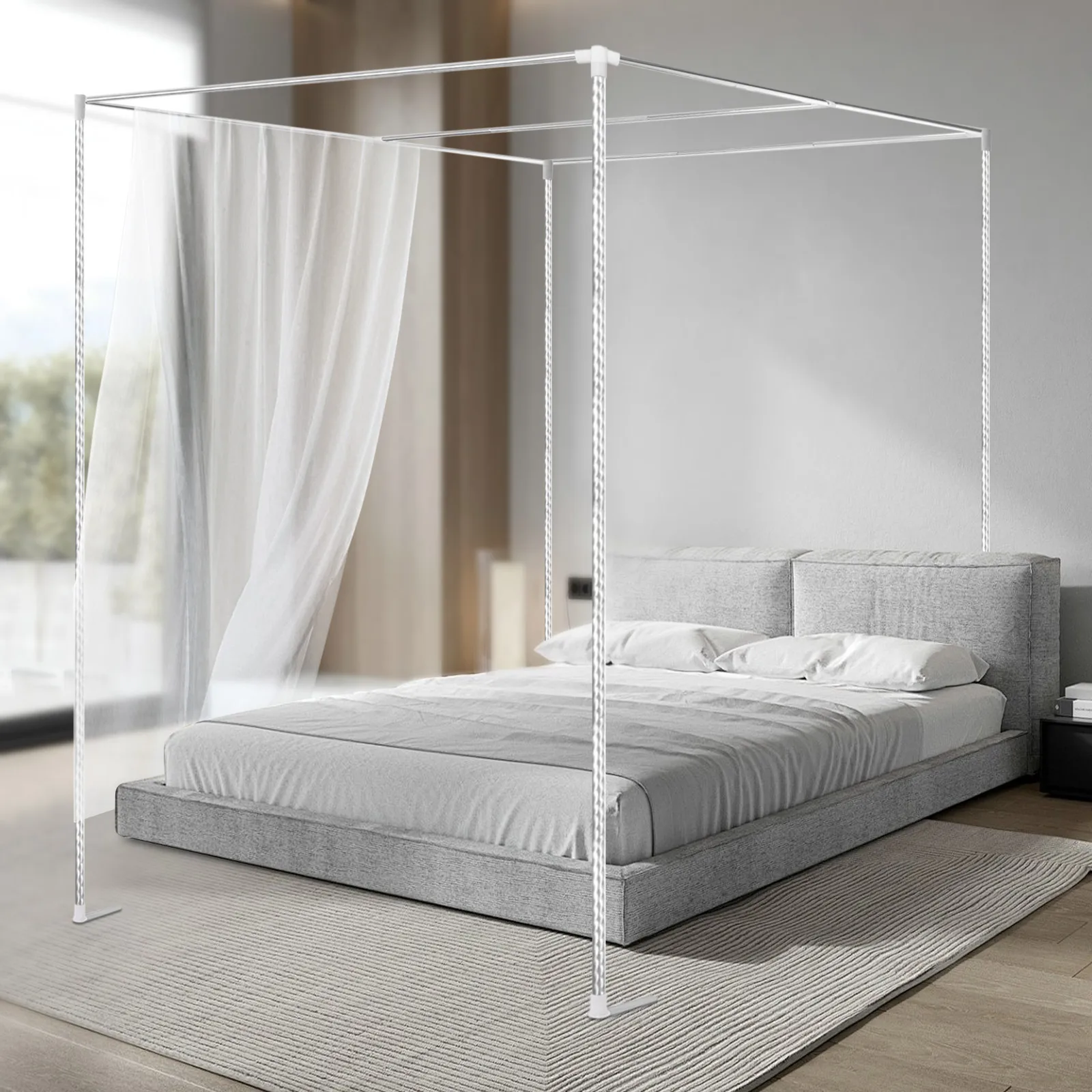 Canopy Bed Frame Metal Queen - Suporte Metálico para Mosquiteiro de Cama