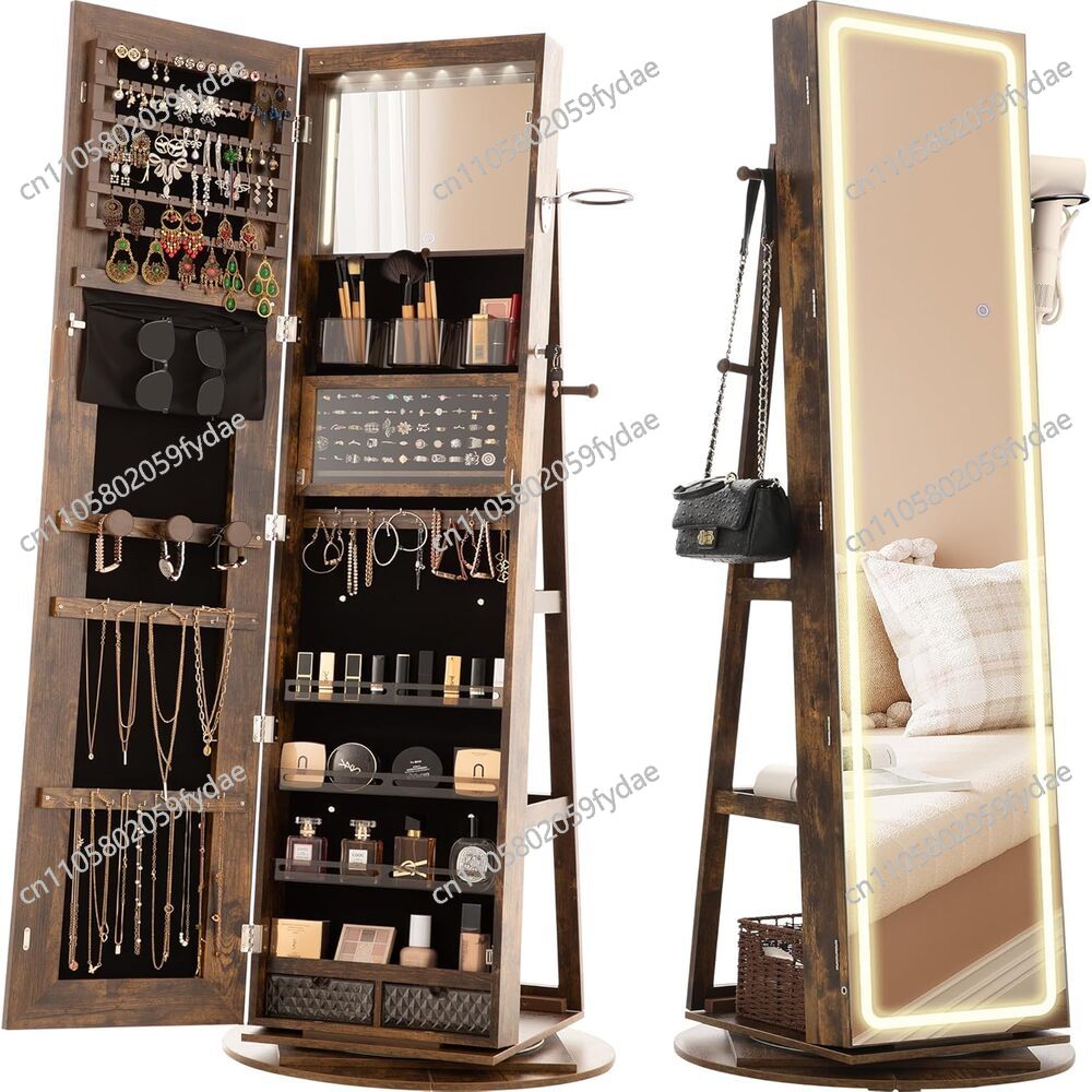 Full Length Mirror Jewelry Armoire - Armário de Joias com Espelho, 360°
