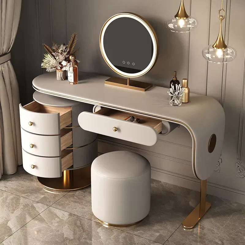 Dressing Table Vanity With Lighted Mirror - Conjunto de Penteadeira de Madeira Personalizado