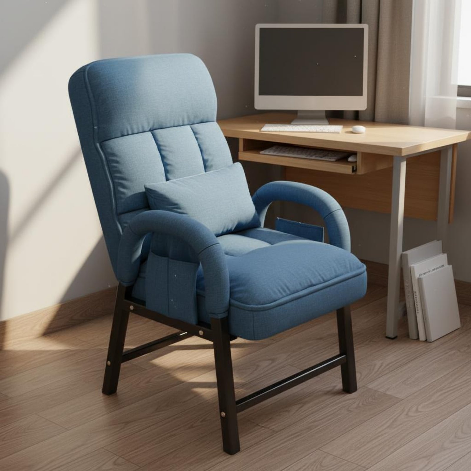 Office Furniture - Poltrona Reclinável Têxtil com Encosto Ajustável