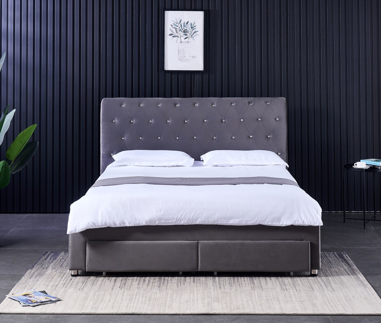 King Size Bed Frame With Storage Drawers - Estrutura de Cama Moderna de Casal