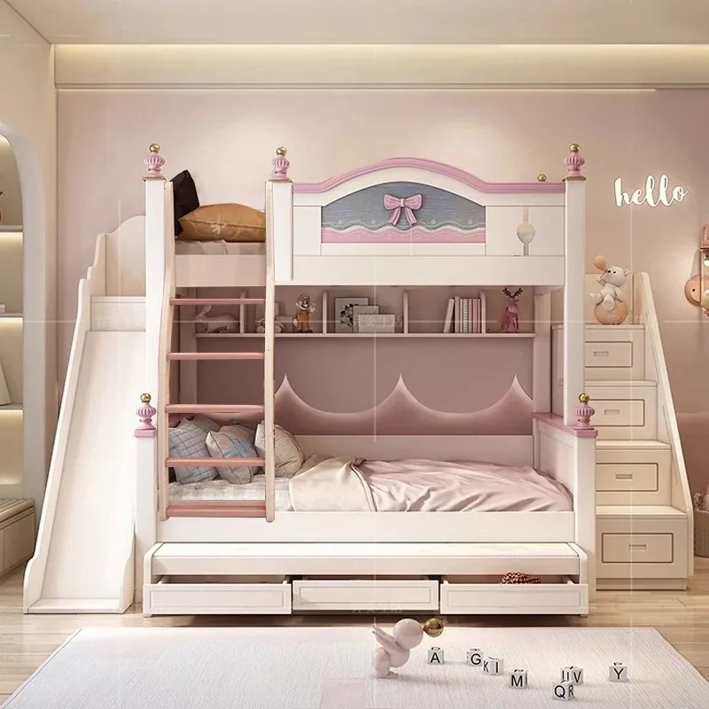 Bunk Bed With Stairs And Slide - Beliche de madeira maciça personalizado barato,