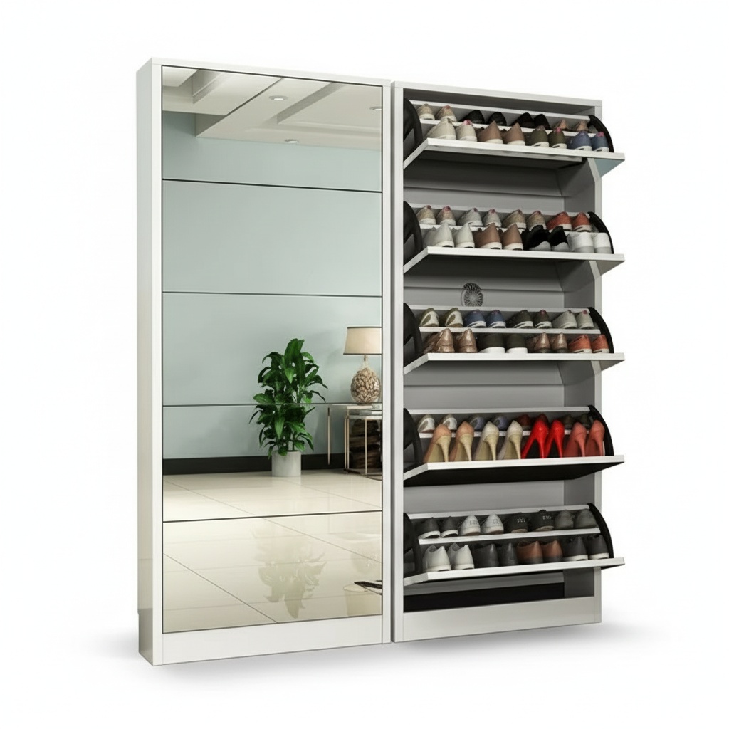 Shoe Rack Cabinet Narrow Entryway - Armário Moderno de Madeira para Sapatos