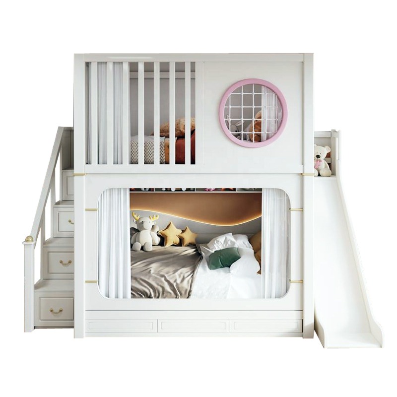 Bunk Bed With Stairs And Slide - Beliches Infantis com Escorregador e Escada