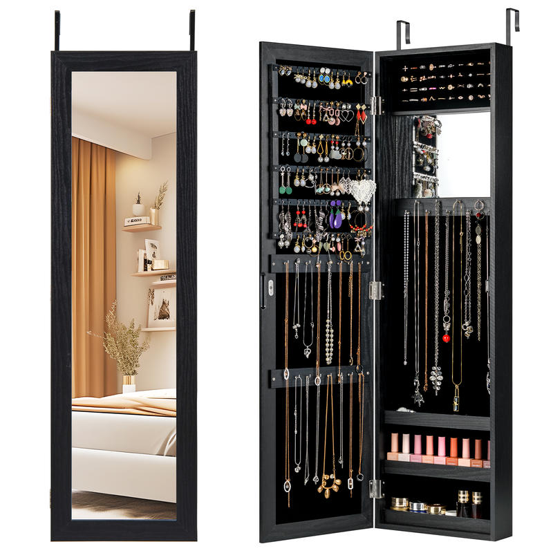 Full Length Mirror Jewelry Armoire - Armário de Joias com Fechadura, Armário