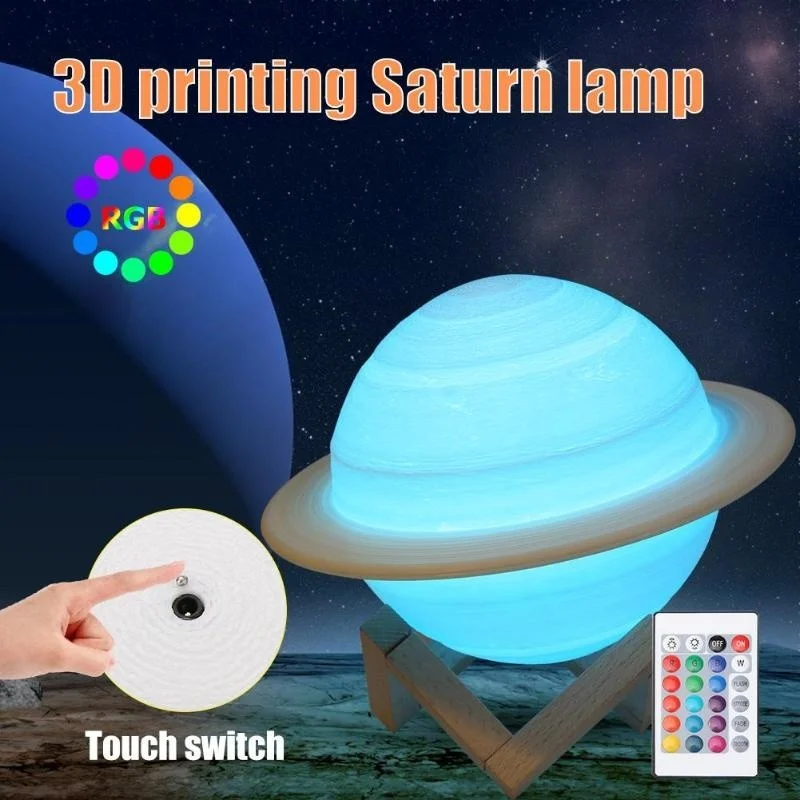 Floating Nightstand With Led Light - Led night light impressão 3d saturno
