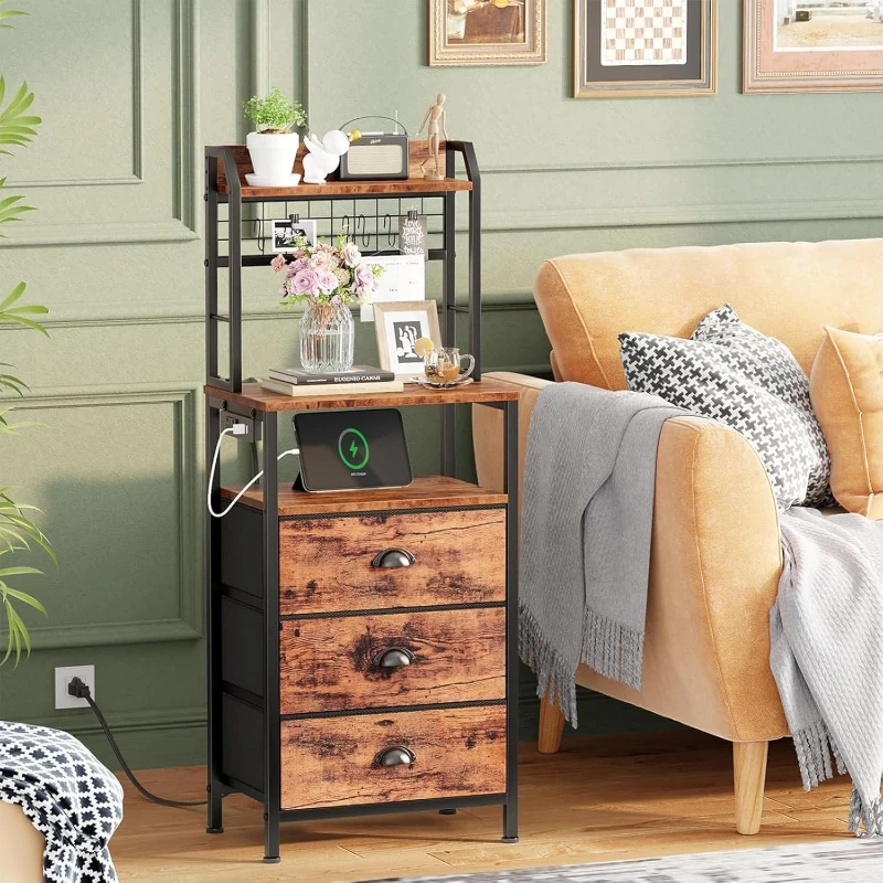 Solid Wood Nightstand 2 Drawers - Mesa de cabeceira de 40'' de