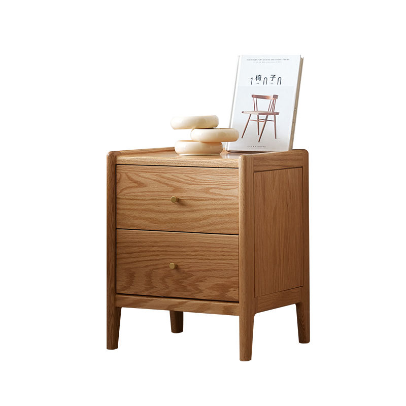 Solid Wood Nightstand 2 Drawers - Móveis de quarto de madeira de