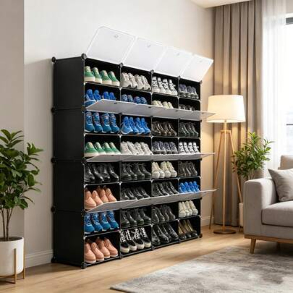 Shoe Rack Cabinet Narrow Entryway - Organizador de Sapatos Portátil de 8