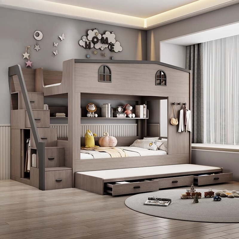 Bunk Bed With Stairs And Slide - Nordic duplo decker crianças camas de