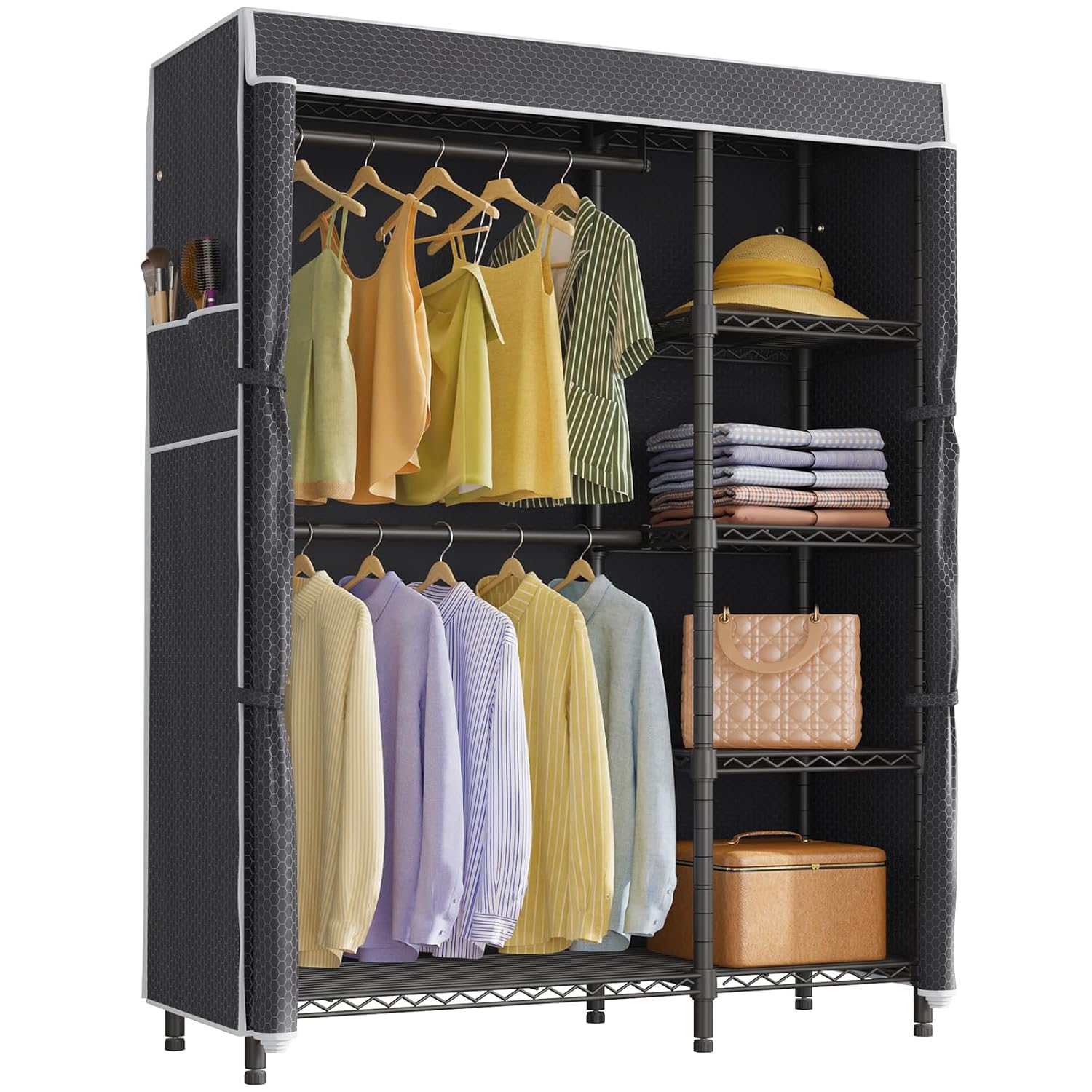 Wardrobe Closet Portable Fabric Cover - Guarda-Roupa Portátil Reforçado com Cabideiro e