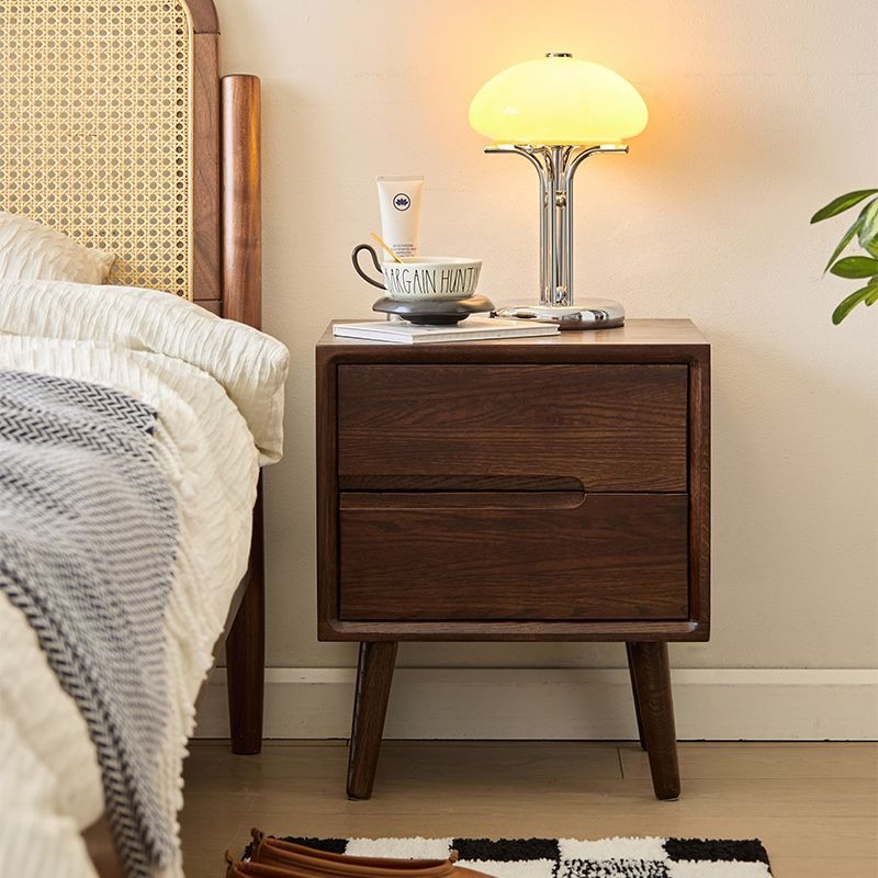 Solid Wood Nightstand 2 Drawers - Mesas de cabeceira de madeira vintage