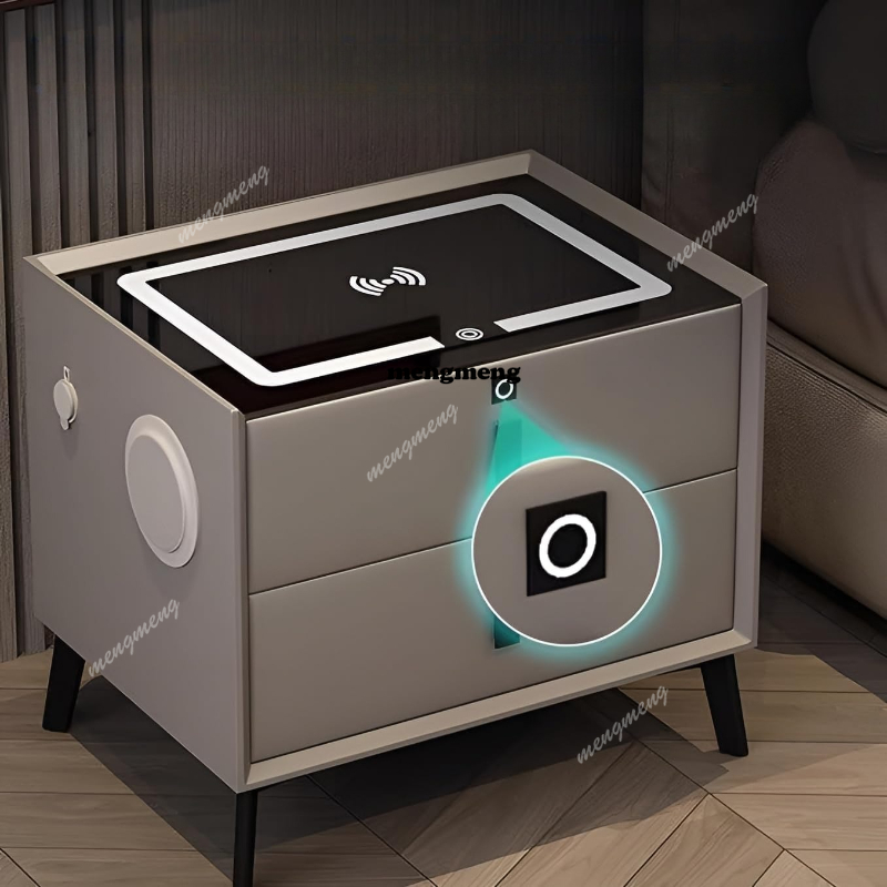 Solid Wood Nightstand 2 Drawers - Mesa de cabeceira inteligente de madeira