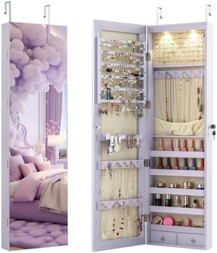 Full Length Mirror Jewelry Armoire - Armário de Joias Montado na Parede