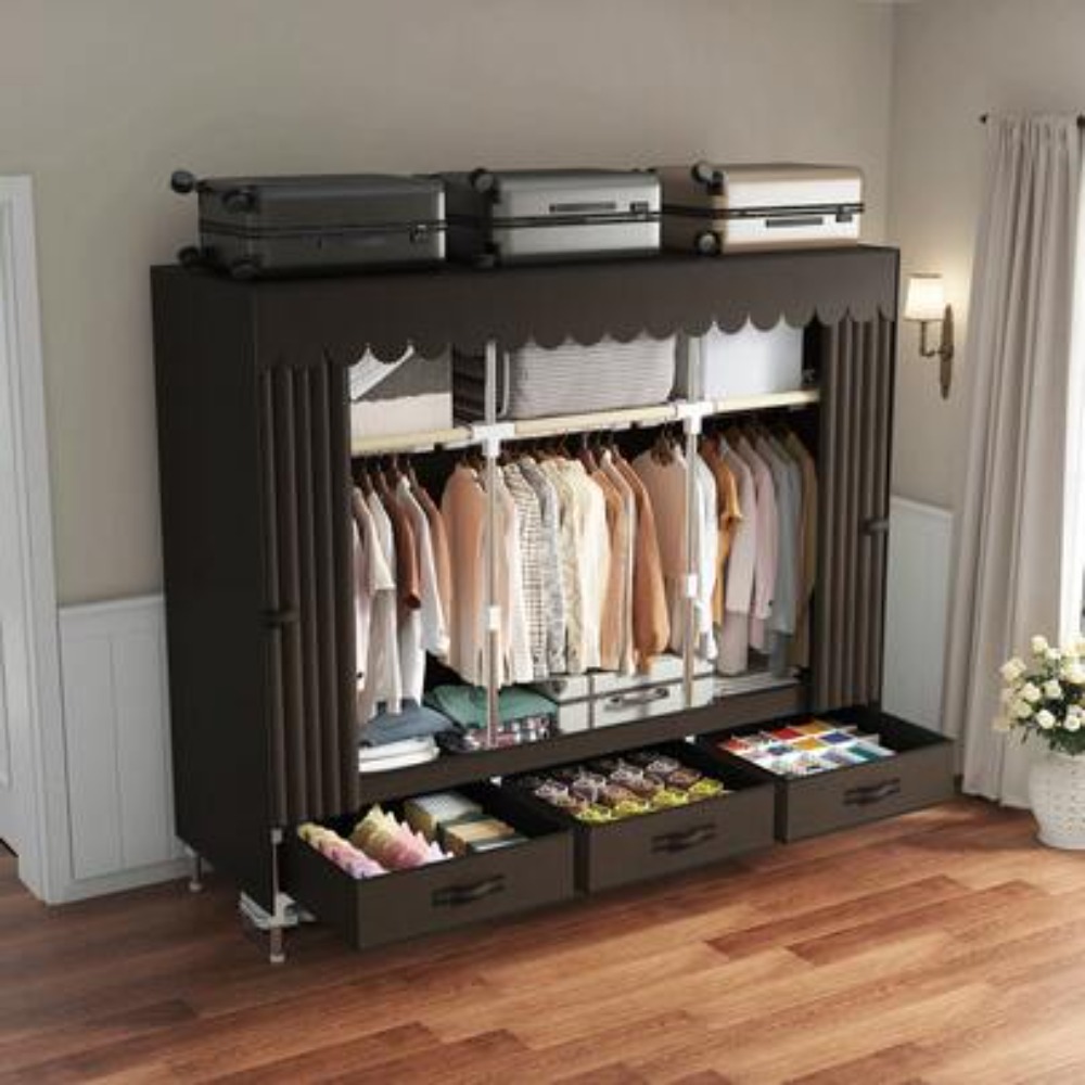 Wardrobe Closet Portable Fabric Cover - Guarda-roupa portátil com estrutura de aço