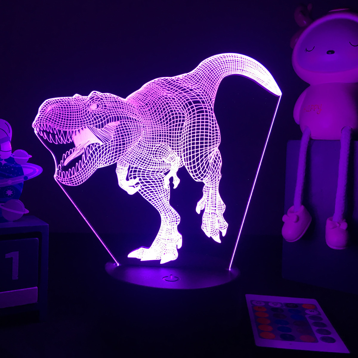 Floating Nightstand With Led Light - 3d led dinossauro nightlight para crianças