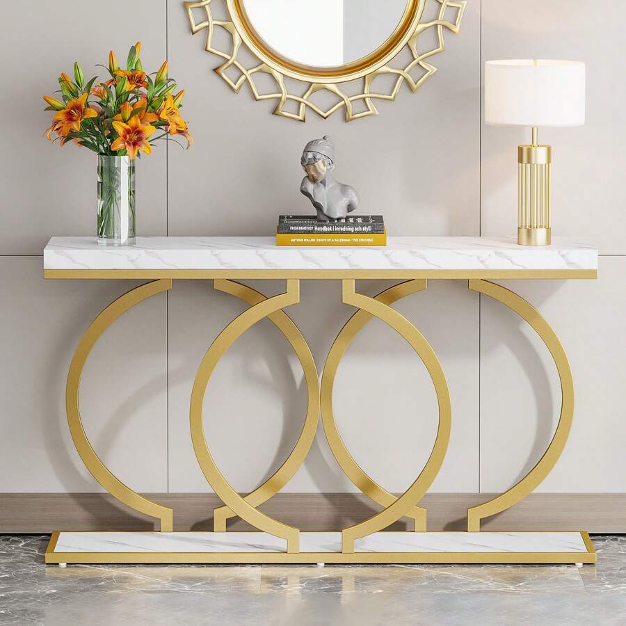 Tables - Mesa de console moderna dourada de