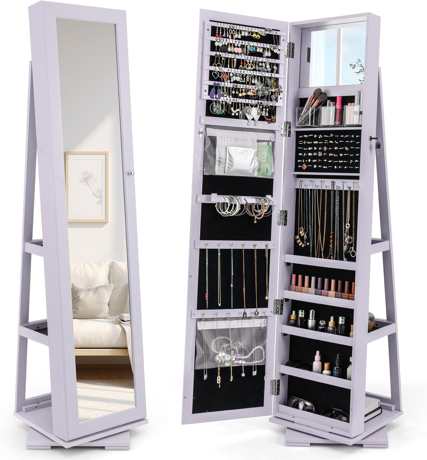 Full Length Mirror Jewelry Armoire - Armário de Joias Giratório 360° com