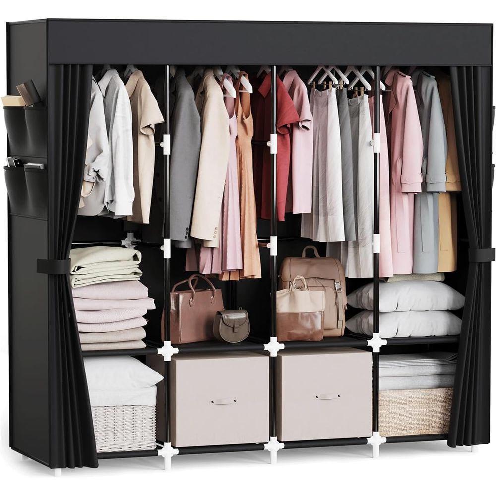 Wardrobe Closet Portable Fabric Cover - Organizador de Roupas com 4 Varões
