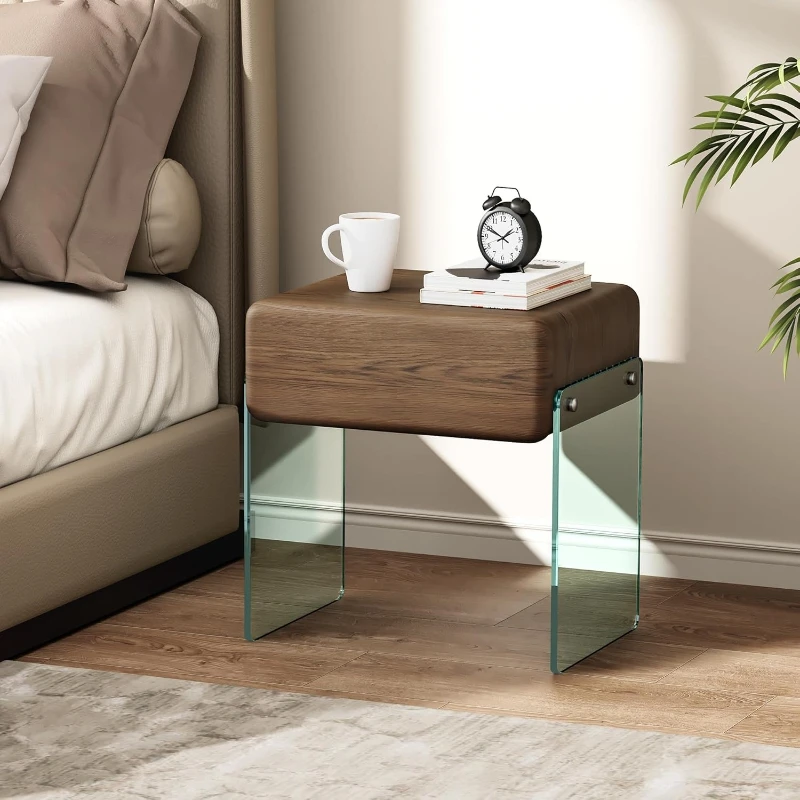 Solid Wood Nightstand 2 Drawers - Mesa de Cabeceira com Gaveta, Pernas