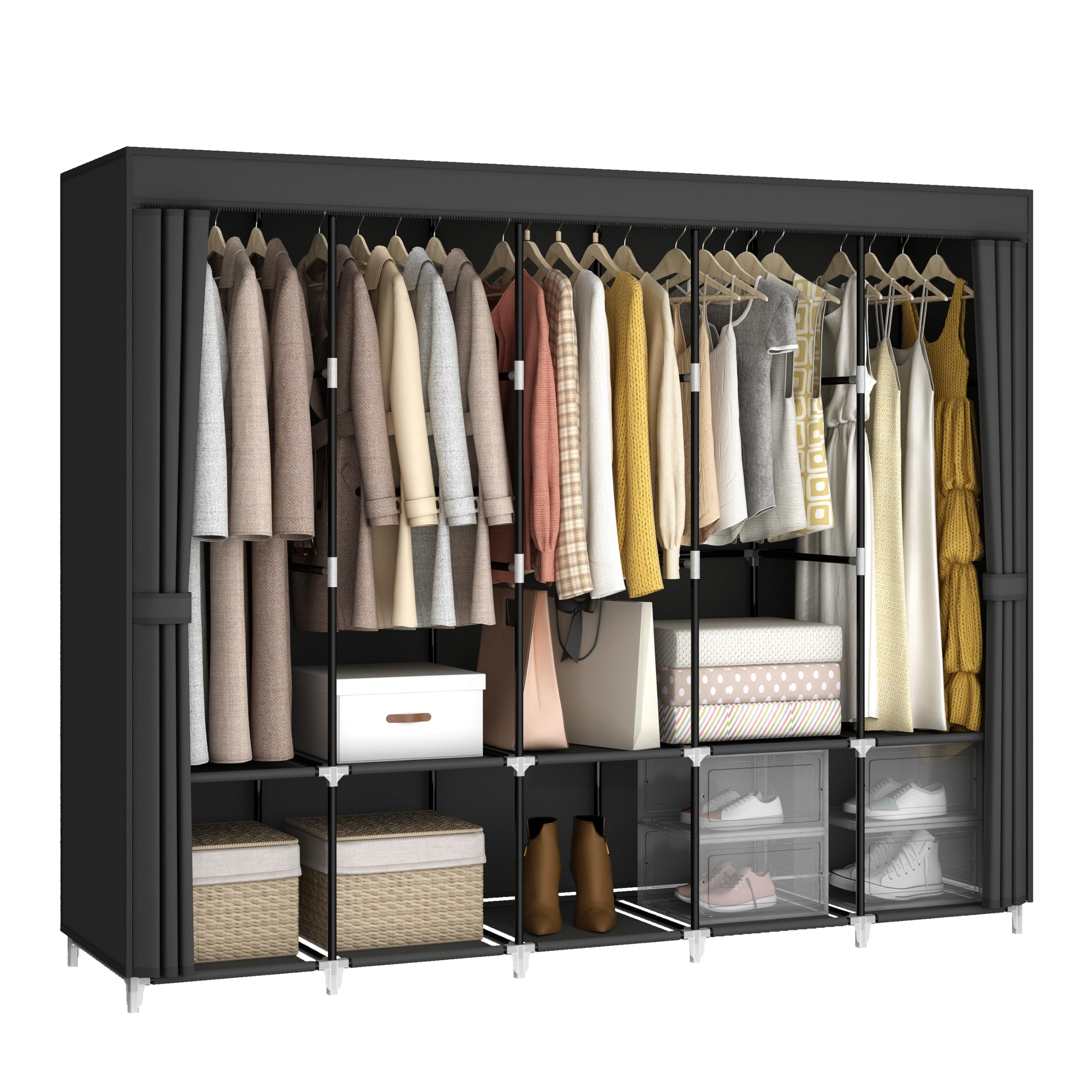 Wardrobe Closet Portable Fabric Cover - Guarda-roupa portátil de grande capacidade de