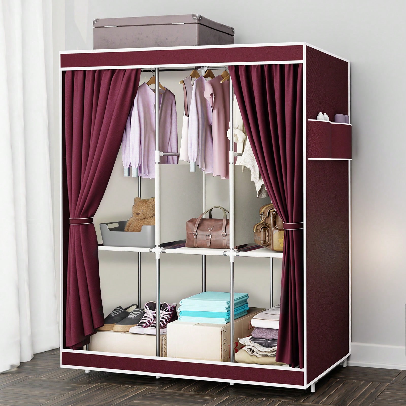 Wardrobe Closet Portable Fabric Cover - Guarda-Roupa Portátil de 65 Polegadas com