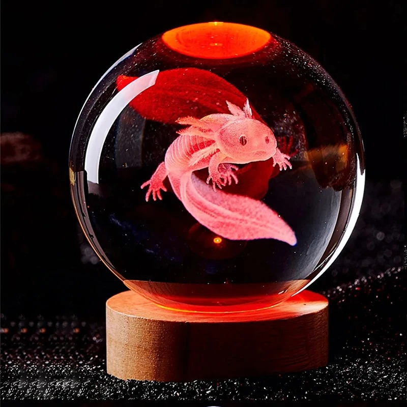 Floating Nightstand With Led Light - 3d axolotl bola de cristal gravada