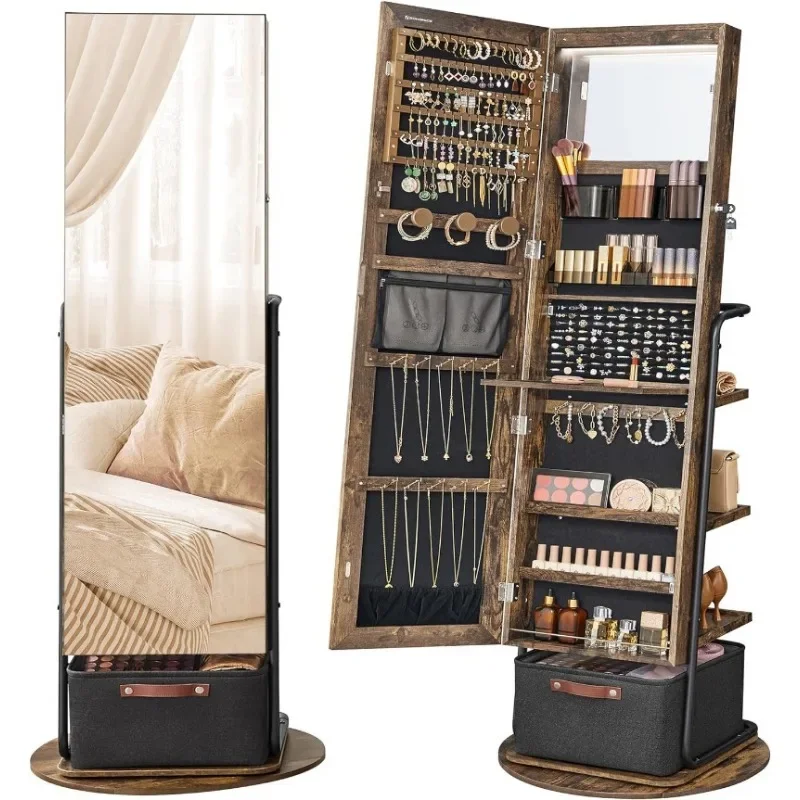 Full Length Mirror Jewelry Armoire - l 360 ° Armário de joias