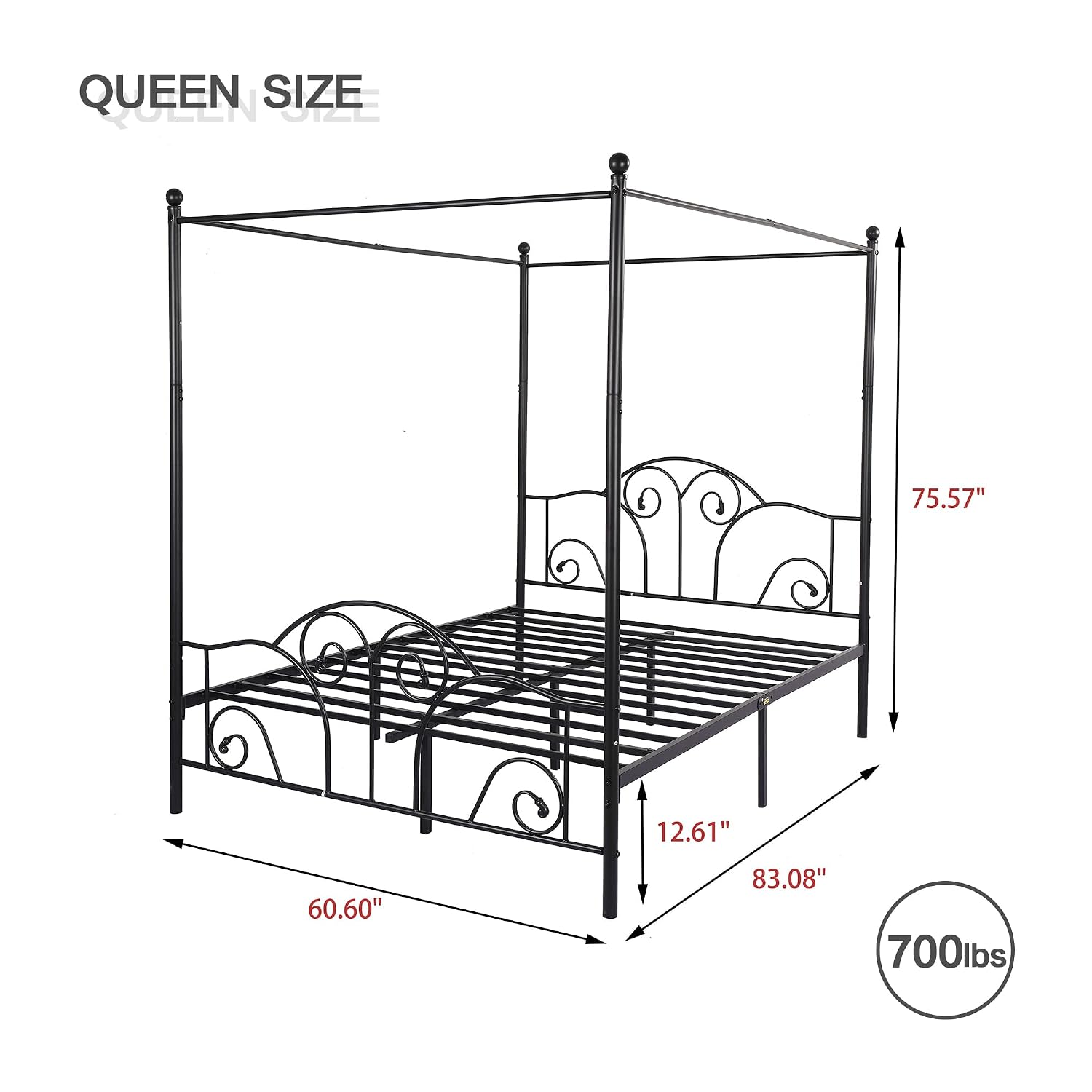 Cama de Casal Queen Size com D - Canopy Bed Frame Metal Queen avaliação e preço