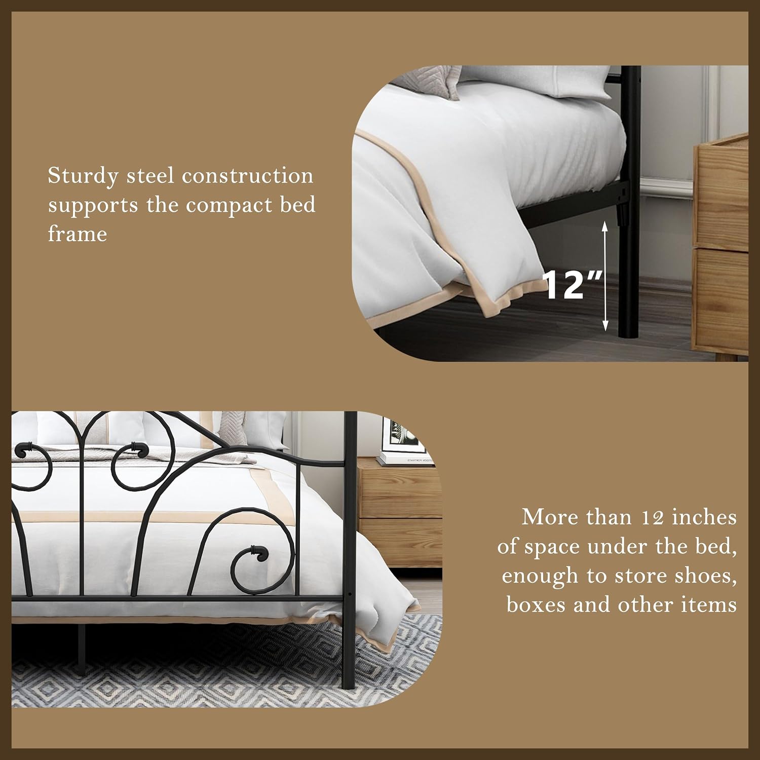 Cama de Casal Queen Size com D - Canopy Bed Frame Metal Queen avaliação e preço