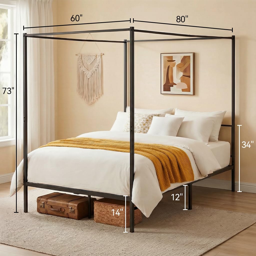 Estrutura de Cama Queen com Do - Canopy Bed Frame Metal Queen avaliação e preço