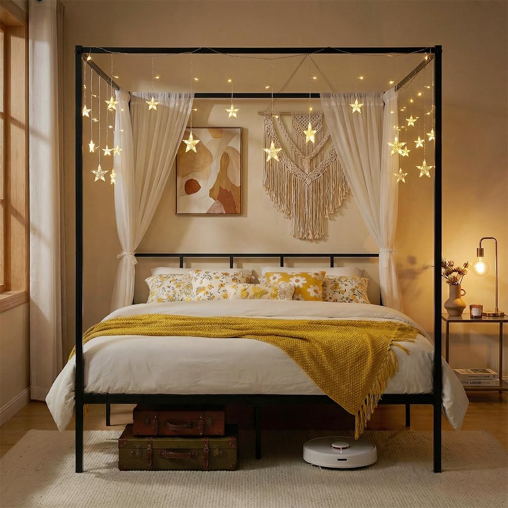 Estrutura de Cama Queen com Do - Canopy Bed Frame Metal Queen avaliação e preço