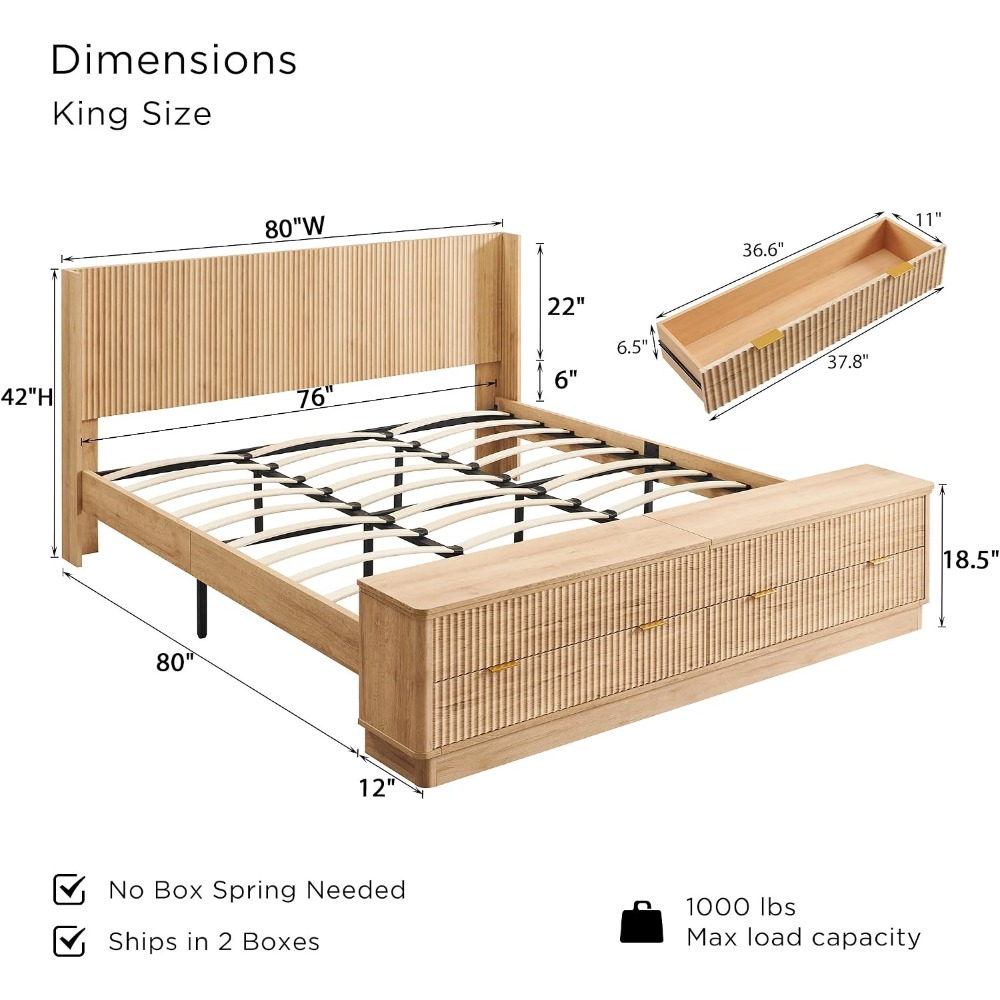 Estrutura de Cama King Size co - King Size Bed Frame With Storage Drawers avaliação e preço