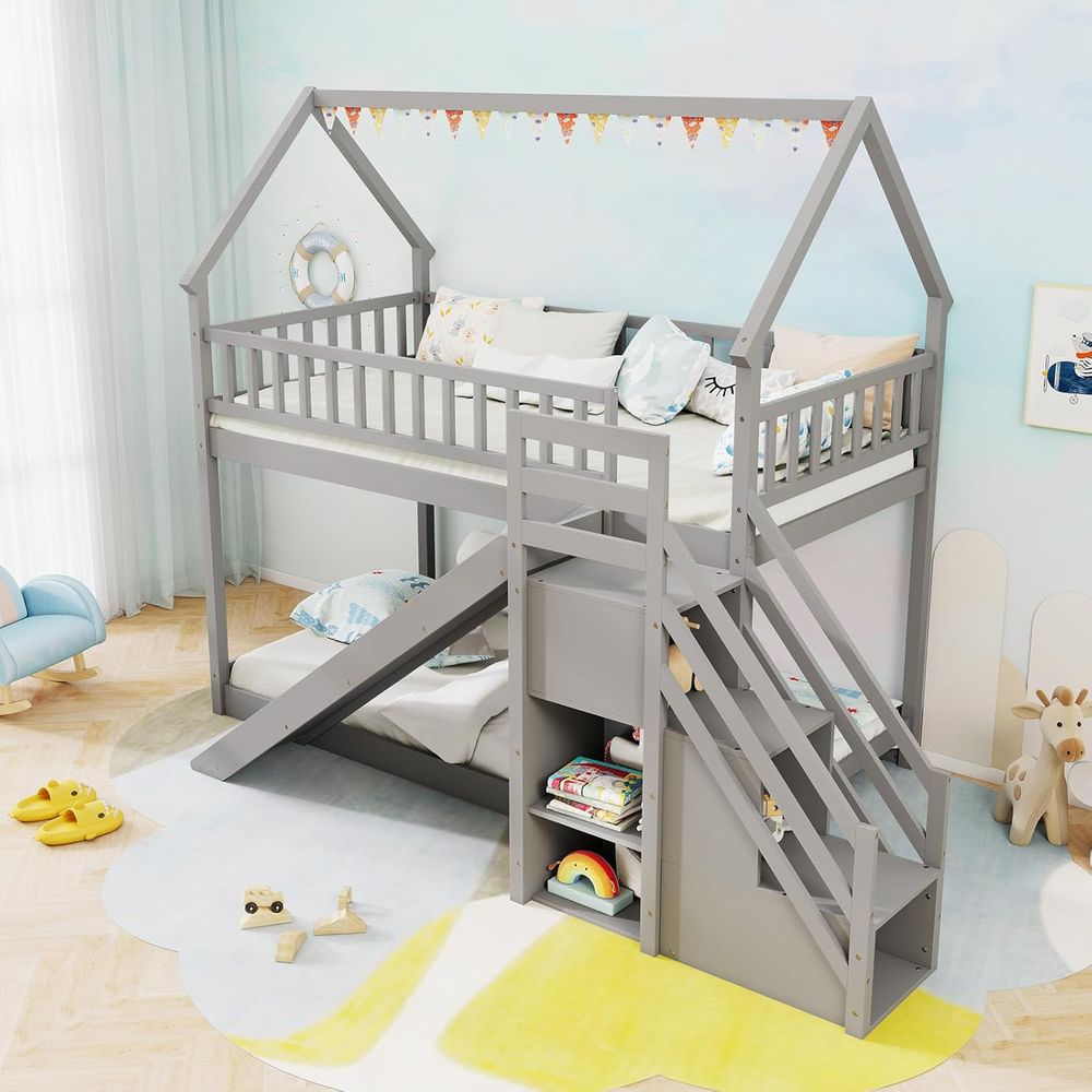 Beliche Duplo com Escorregador - Bunk Bed With Stairs And Slide avaliação e preço
