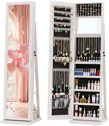 Armário de Joias 4 em 1 com Fe - Full Length Mirror Jewelry Armoire avaliação e preço