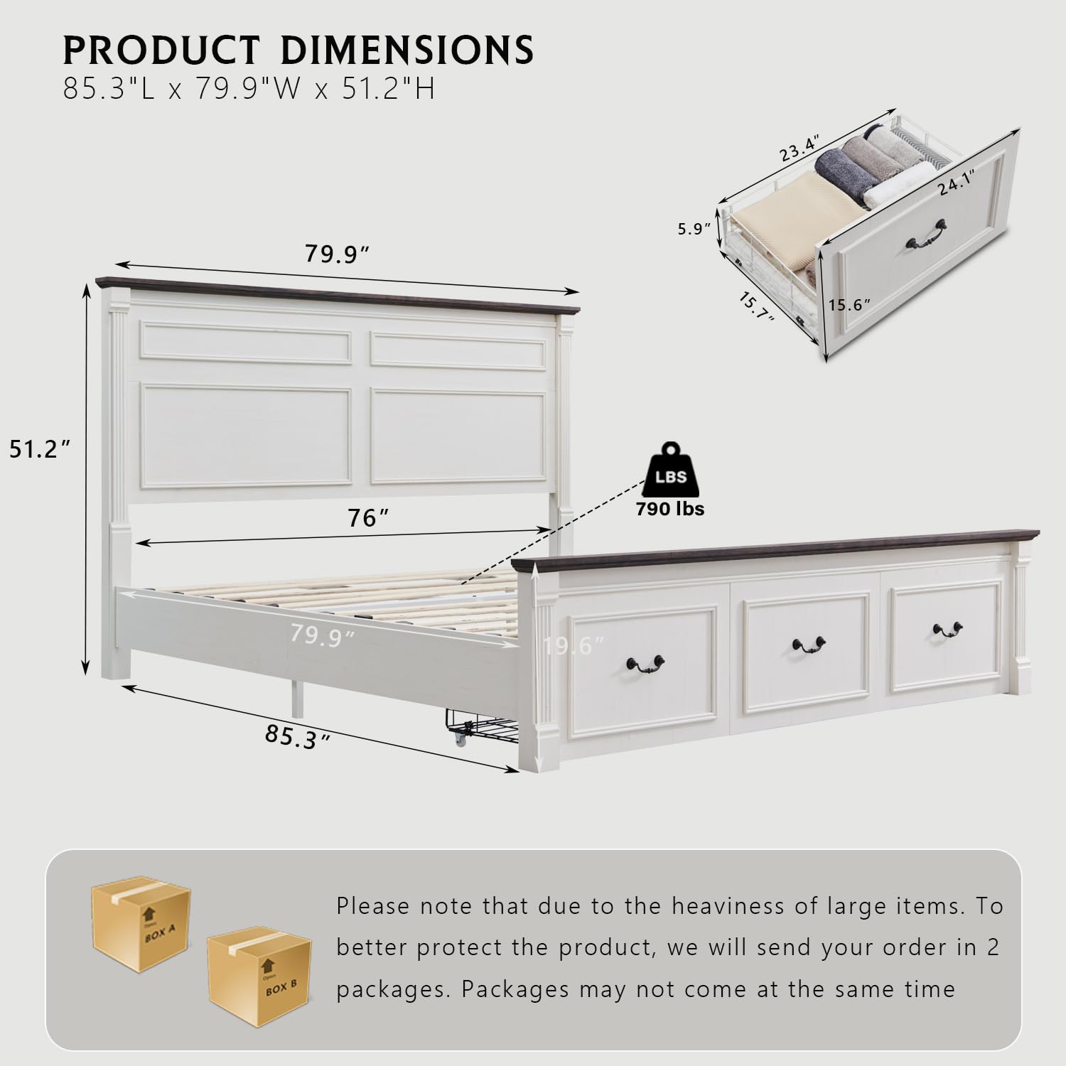 Cama King Size Estilo Fazenda  - King Size Bed Frame With Storage Drawers avaliação e preço
