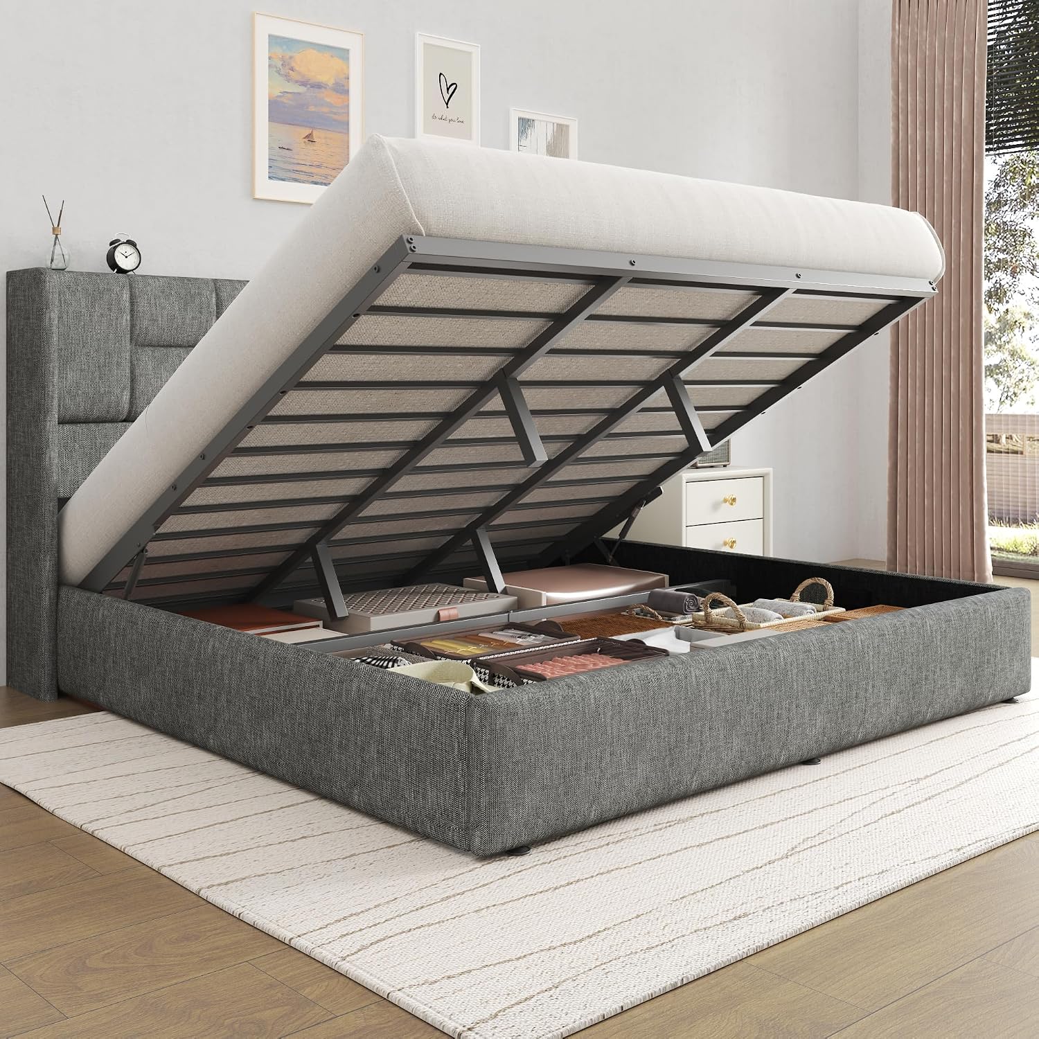 Estrutura de Cama King Size co - Gas Lift Storage Bed Hydraulic avaliação e preço