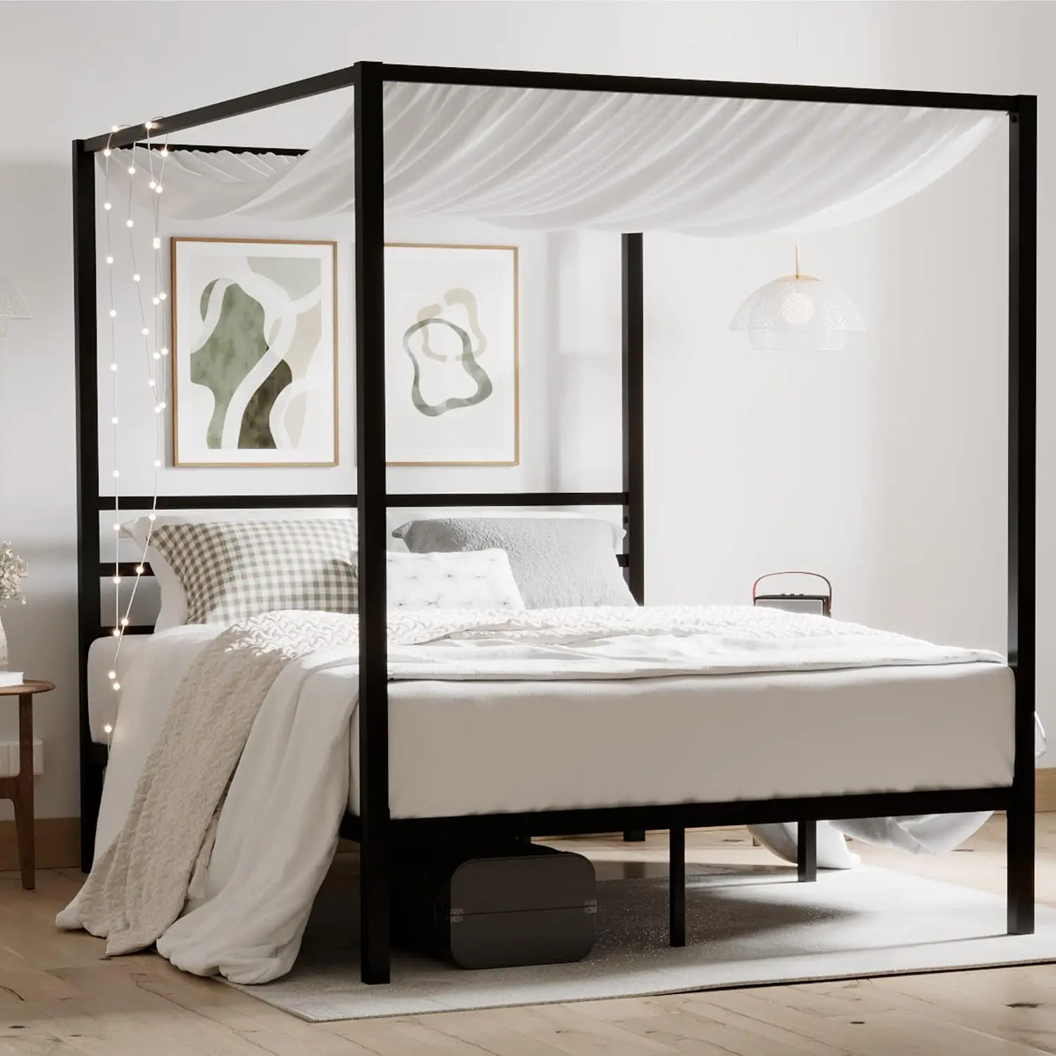 Estrutura de Cama com Dossel d - Canopy Bed Frame Metal Queen avaliação e preço