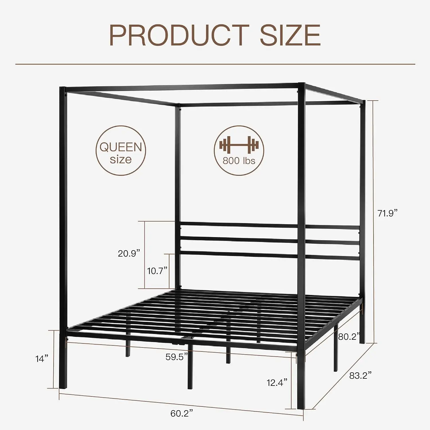 Estrutura de Cama com Dossel d - Canopy Bed Frame Metal Queen avaliação e preço