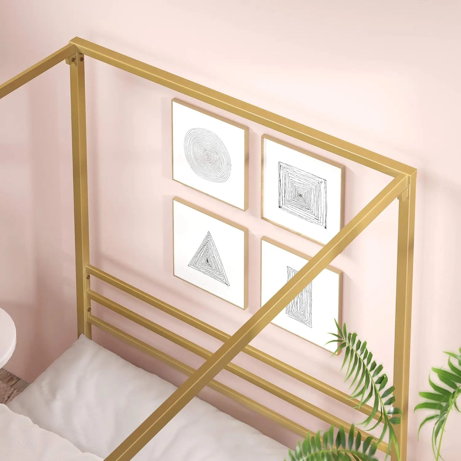 Estrutura de Cama Plataforma c - Canopy Bed Frame Metal Queen avaliação e preço