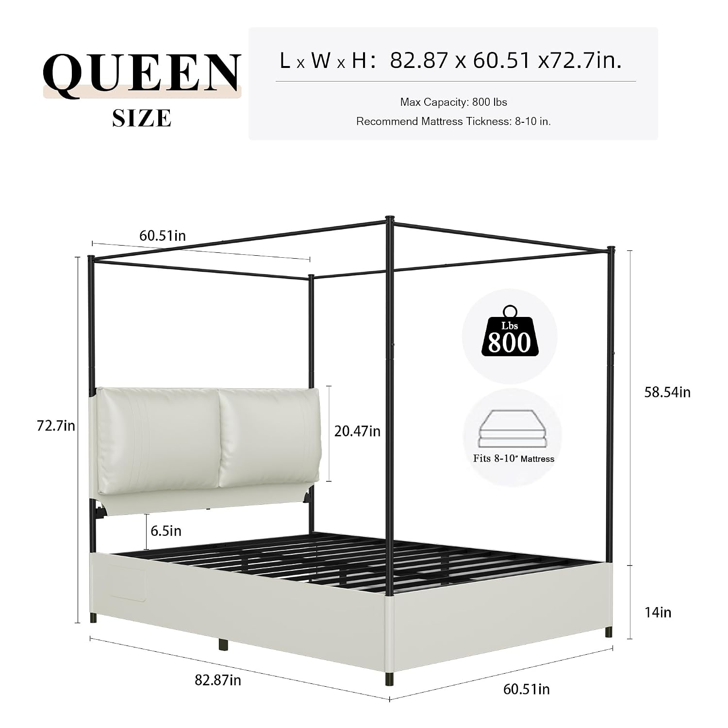 Cama Queen Size com Dossel, Ca - Canopy Bed Frame Metal Queen avaliação e preço