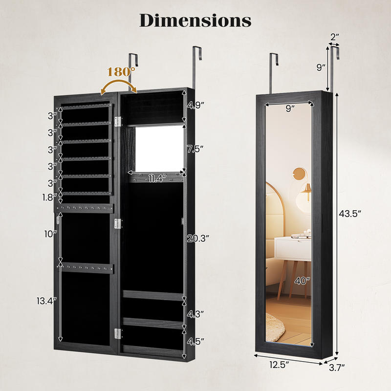 Armário de Joias com Fechadura - Full Length Mirror Jewelry Armoire avaliação e preço
