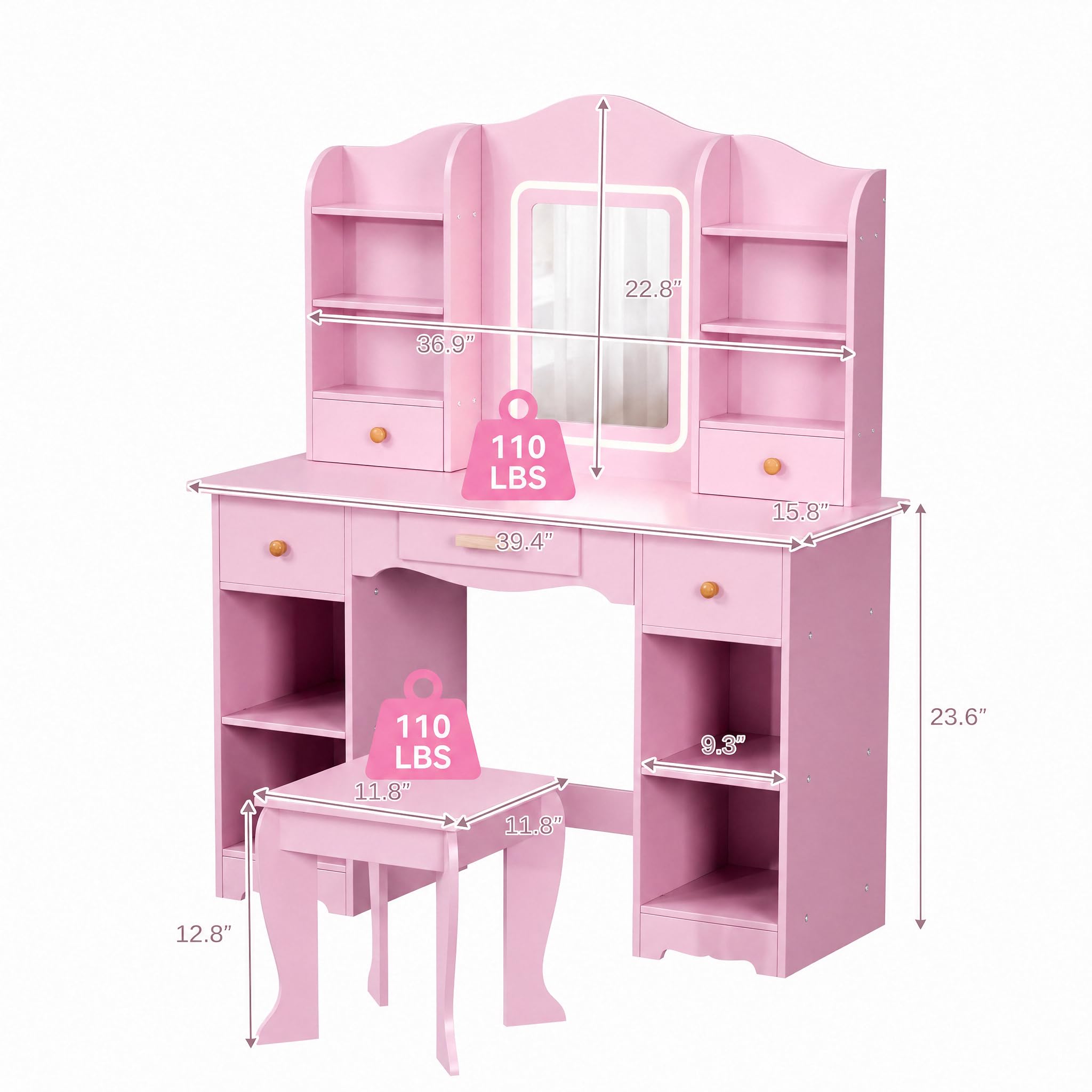 Penteadeira Infantil com Luzes - Dressing Table Vanity With Lighted Mirror avaliação e preço