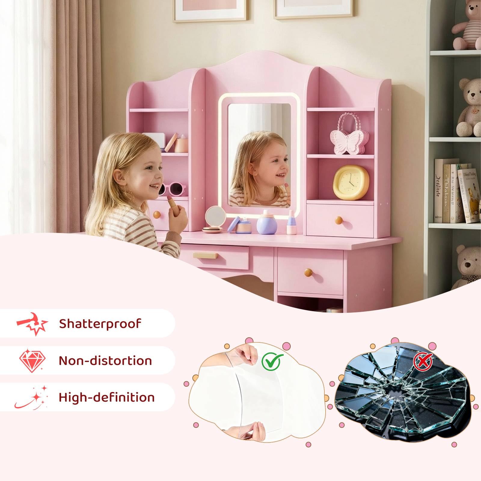 Penteadeira Infantil com Luzes - Dressing Table Vanity With Lighted Mirror avaliação e preço