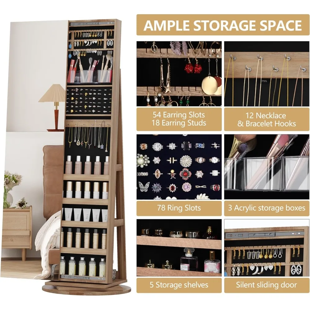 Organizador de armário de joia - Full Length Mirror Jewelry Armoire avaliação e preço
