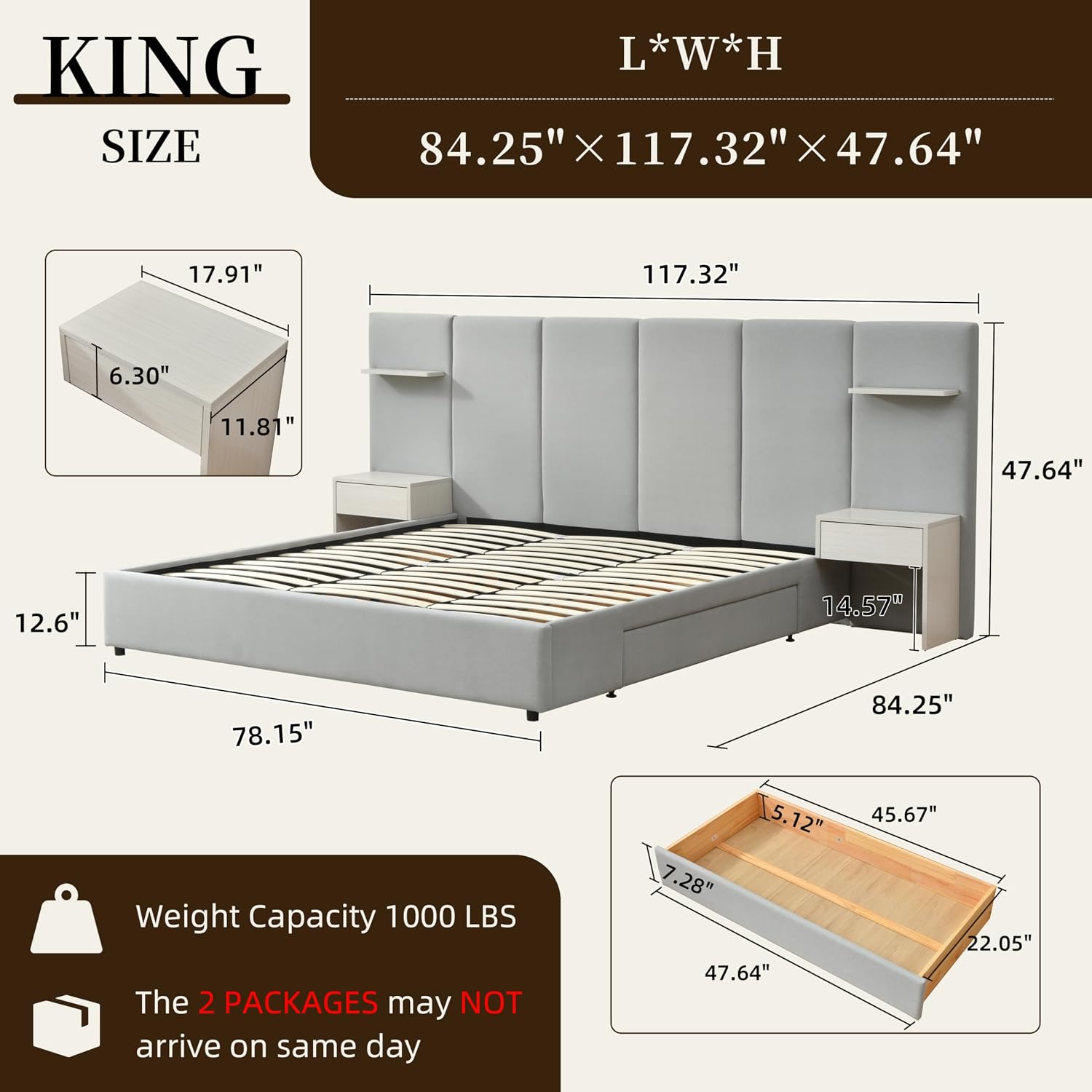 Estrutura de Cama King Size co - King Size Bed Frame With Storage Drawers avaliação e preço