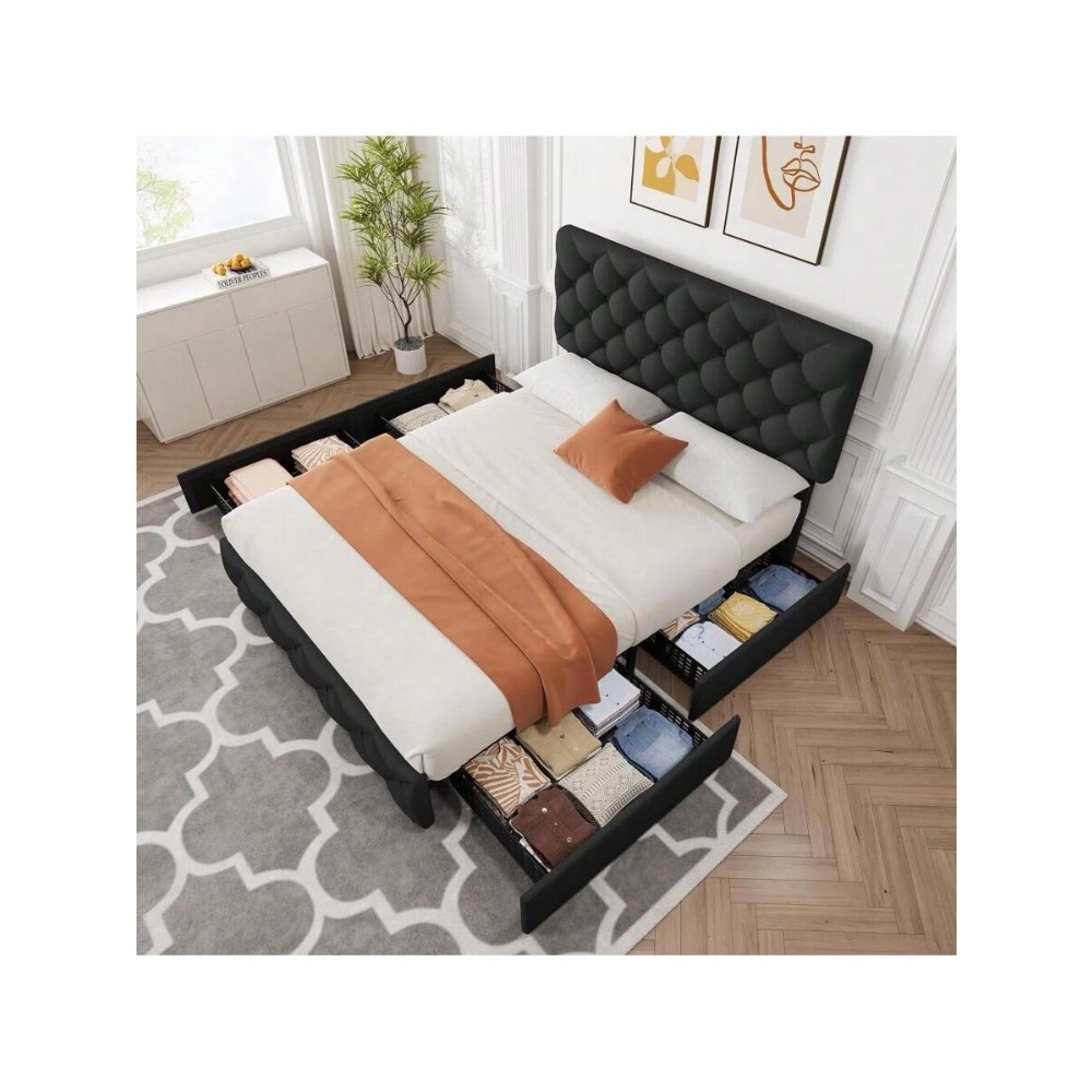 Base de Cama Queen/King Size c - King Size Bed Frame With Storage Drawers avaliação e preço