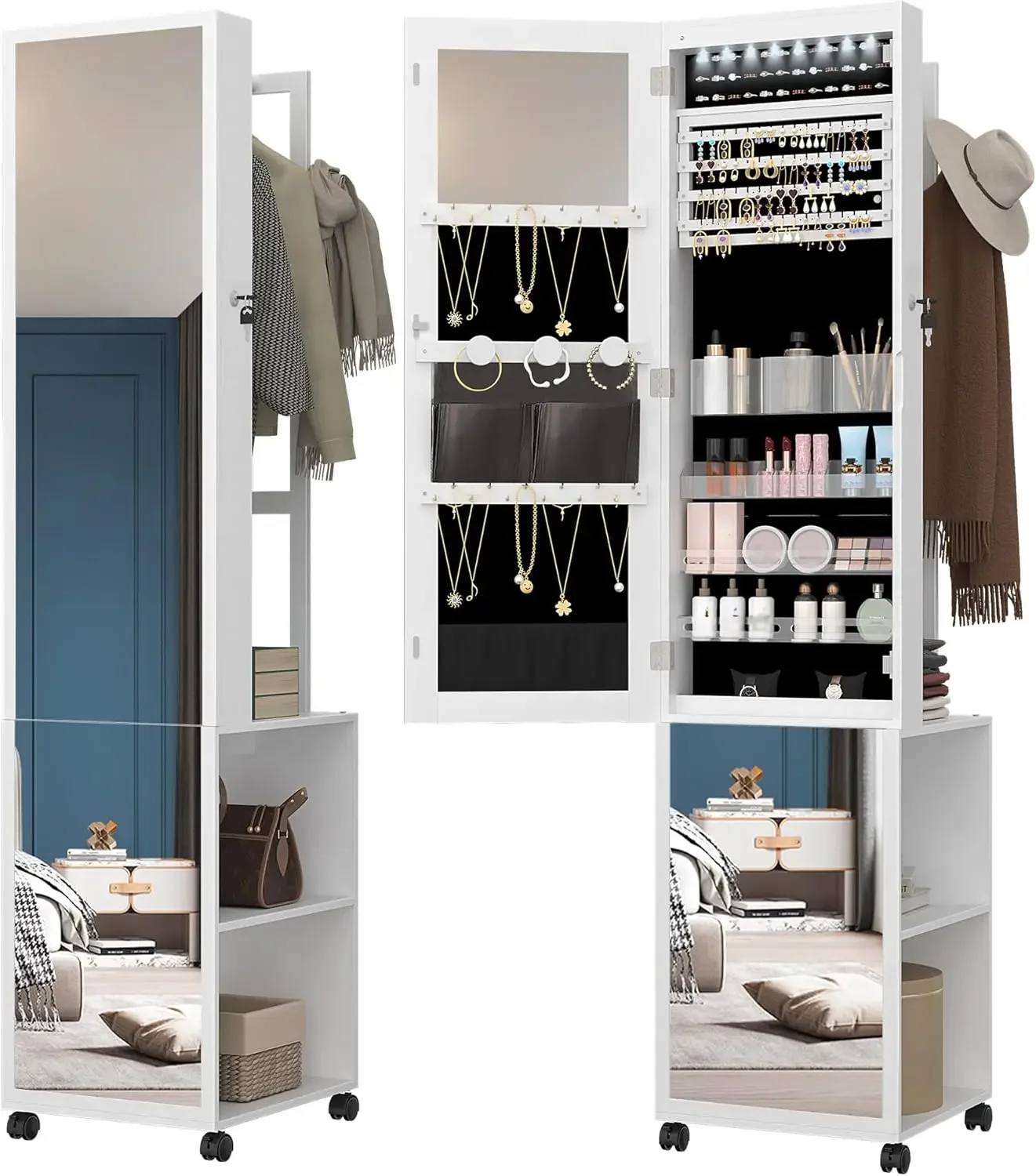 Armário de Joias com 8 LEDs, O - Full Length Mirror Jewelry Armoire avaliação e preço