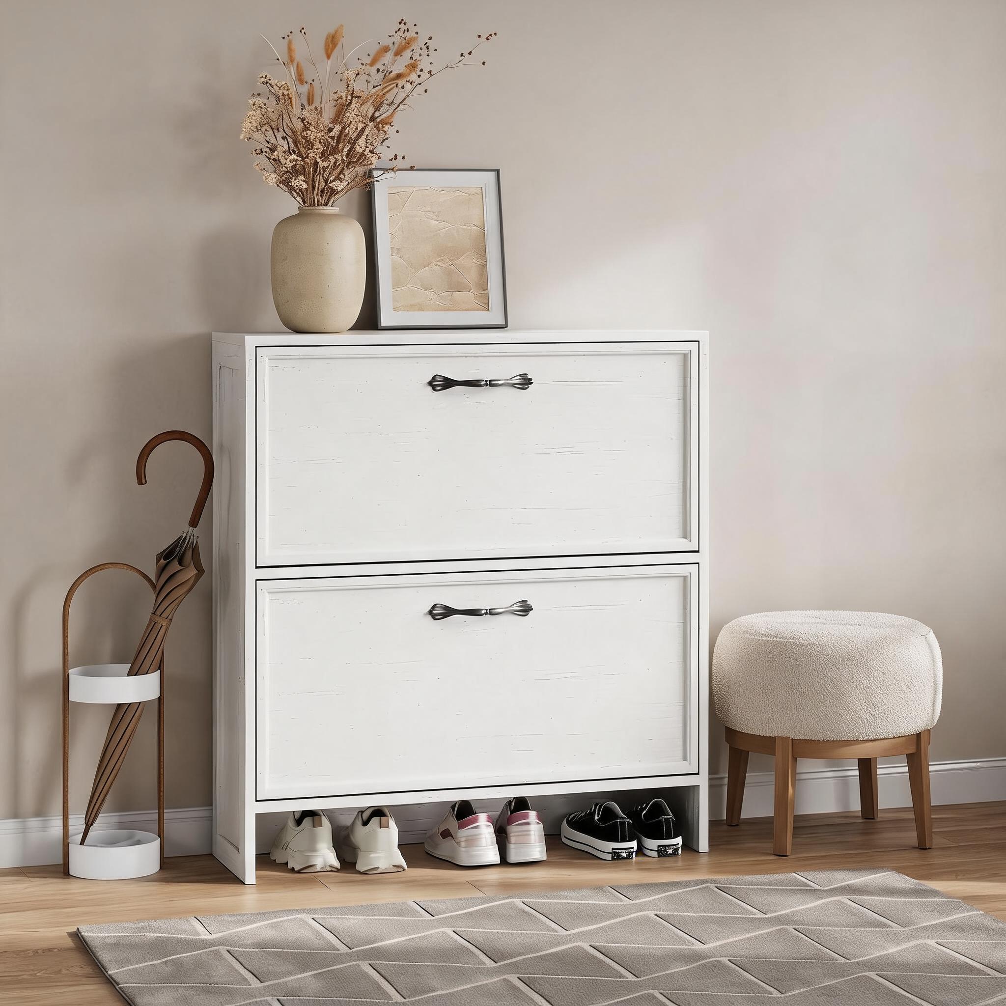 Armário de Sapatos com 2 Gavet - Shoe Rack Cabinet Narrow Entryway avaliação e preço